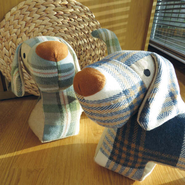 Blue Country Tweed Dog Doorstop - Alternate