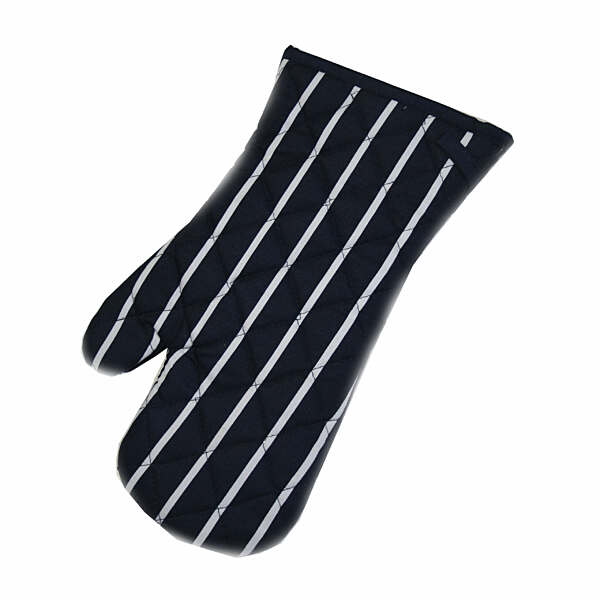 Short or Long Oven Gauntlet Dark Navy Butchers Stripe