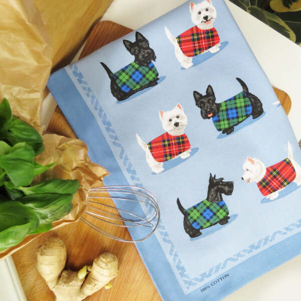 Scottie & Westie Tea Towel