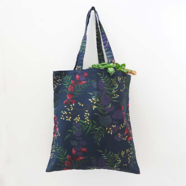 Wild Florals Cotton Tote Bag Navy